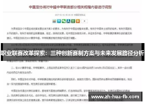 职业联赛改革探索：三种创新赛制方案与未来发展路径分析